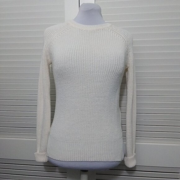 Zara Sweater Cream Cable Knit Button Back Detail Pullover Womens Medium - Picture 1 of 9